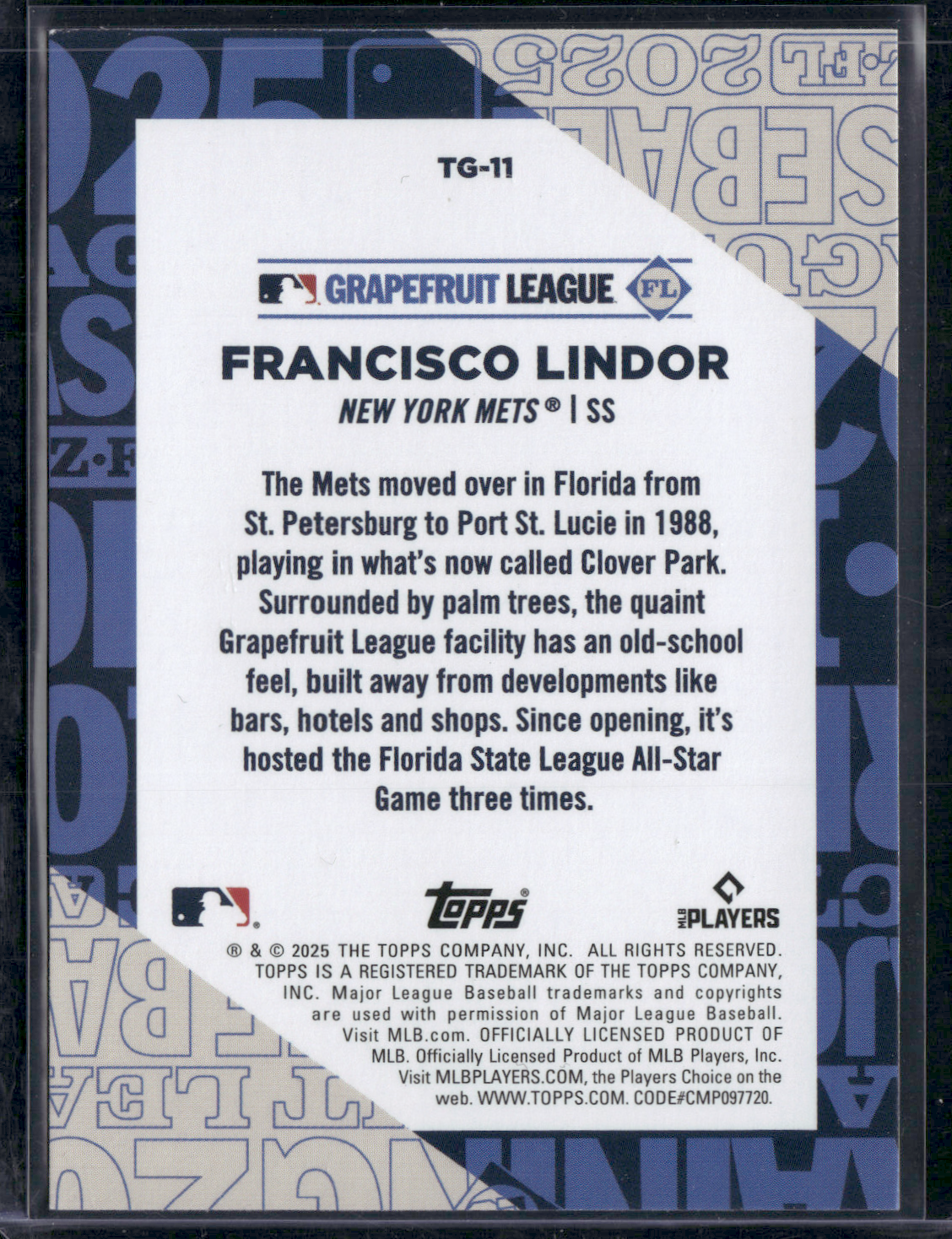 2025 Topps Series 1 FRANCISCO LINDOR #TG-11
