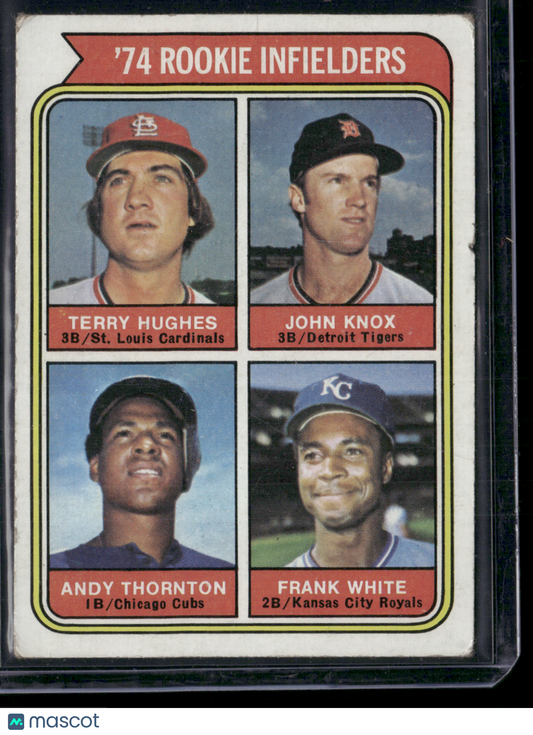 1974 Topps FRANK WHITE/THORNTON/KNOX/HUGHS #604 1974 Rookie Infielders (VG)