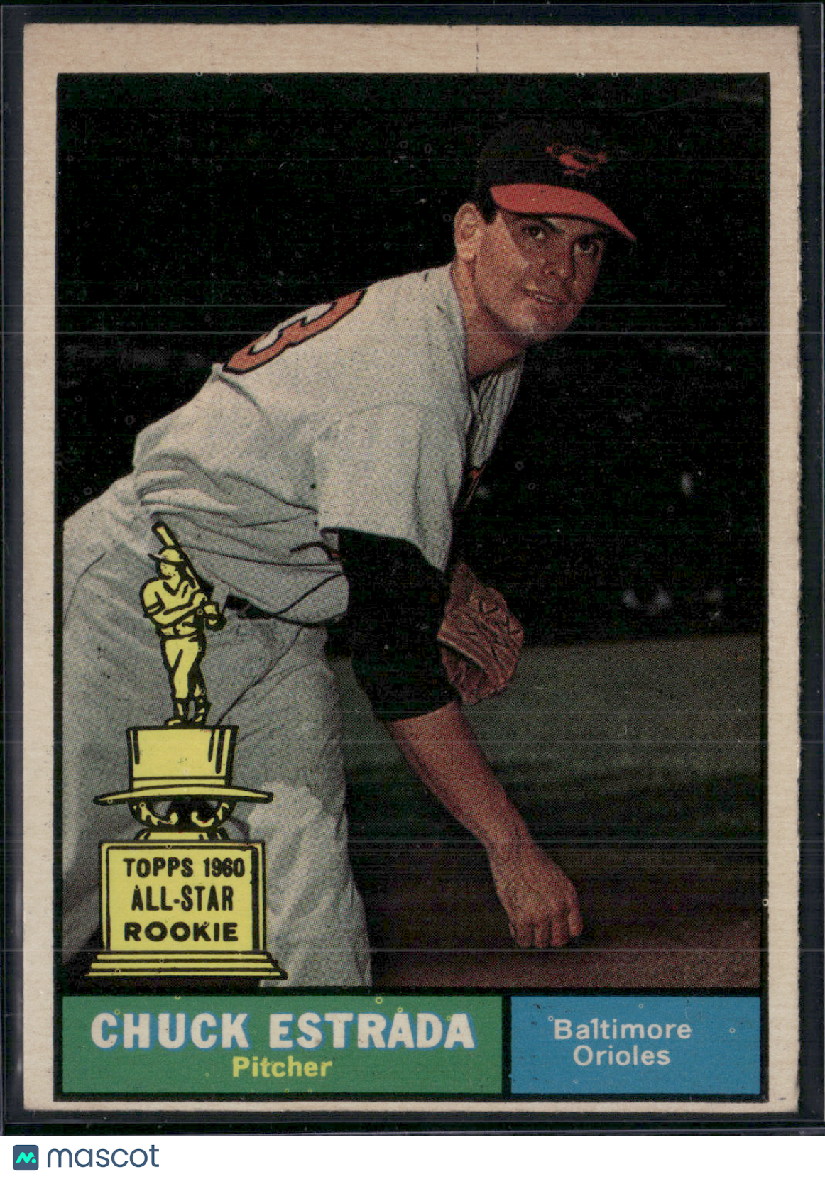 1961 Topps CHUCK ESTRADA #395 Rookie Cup Gum Stain on Back (VG/EX)