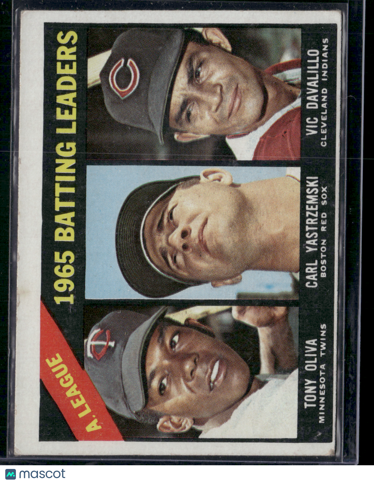 1966 Topps 1965 AL BATTING LEADERS TONY OLIVIA/YASTRZEMSKI/DAVALILLO #216
