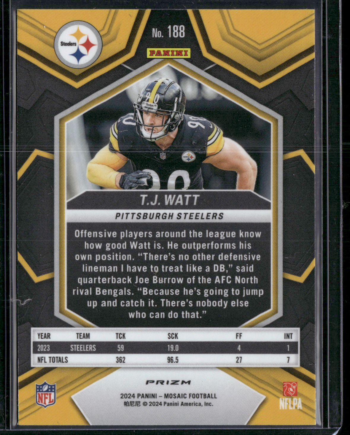 2024 Panini Mosaic T.J. WATT #188 GREEN MOSAIC