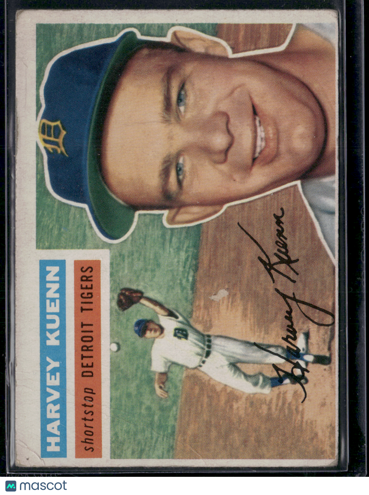 1956 Topps HARVEY KUENN #155 paper loss creasing Wrinkling