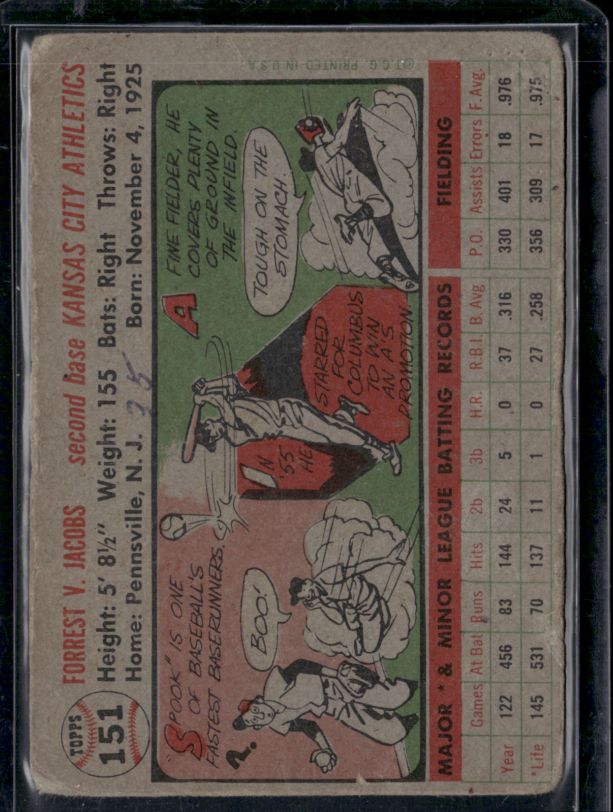 1956 Topps "SPOOK" JACOBS #151