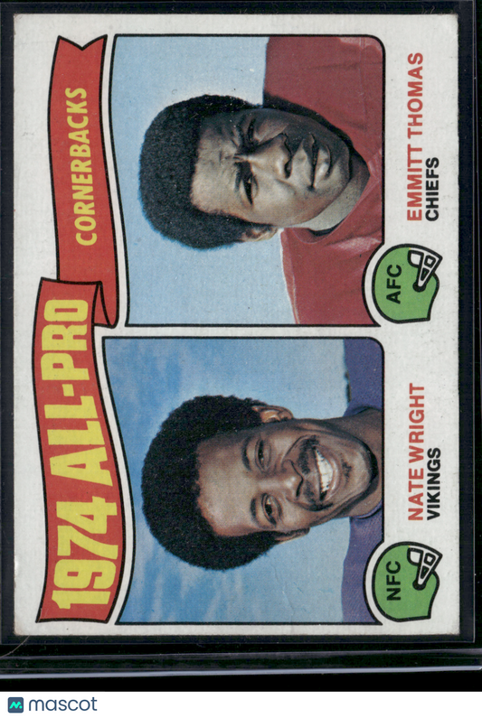 1975 Topps NATE WRIGHT/EMMITT THOMAS #220 1974 All-Pro Cornerbacks (G- Wrinkles)