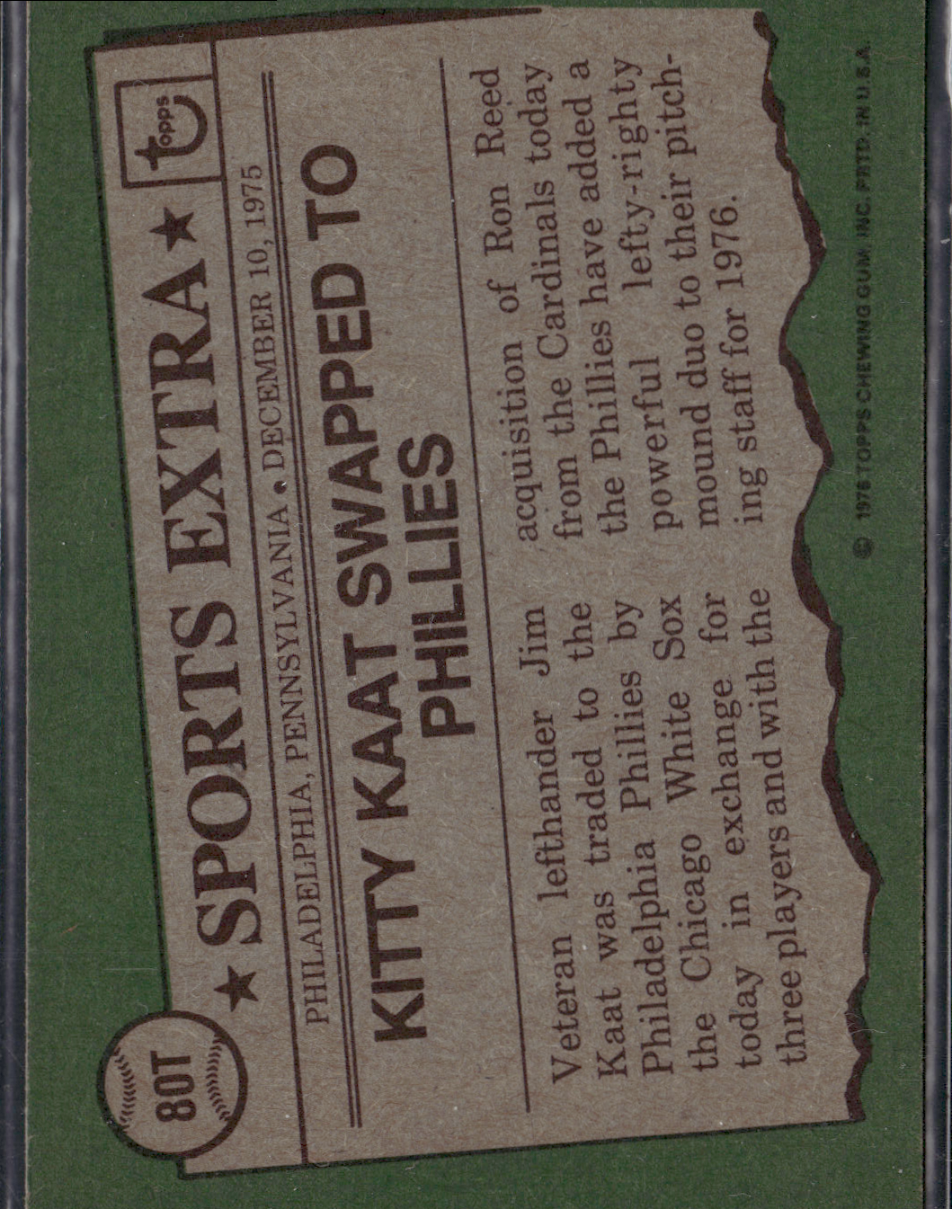 1976 Topps JIM KAAT #80T Traded Wrinkle Light Scratch (VG)