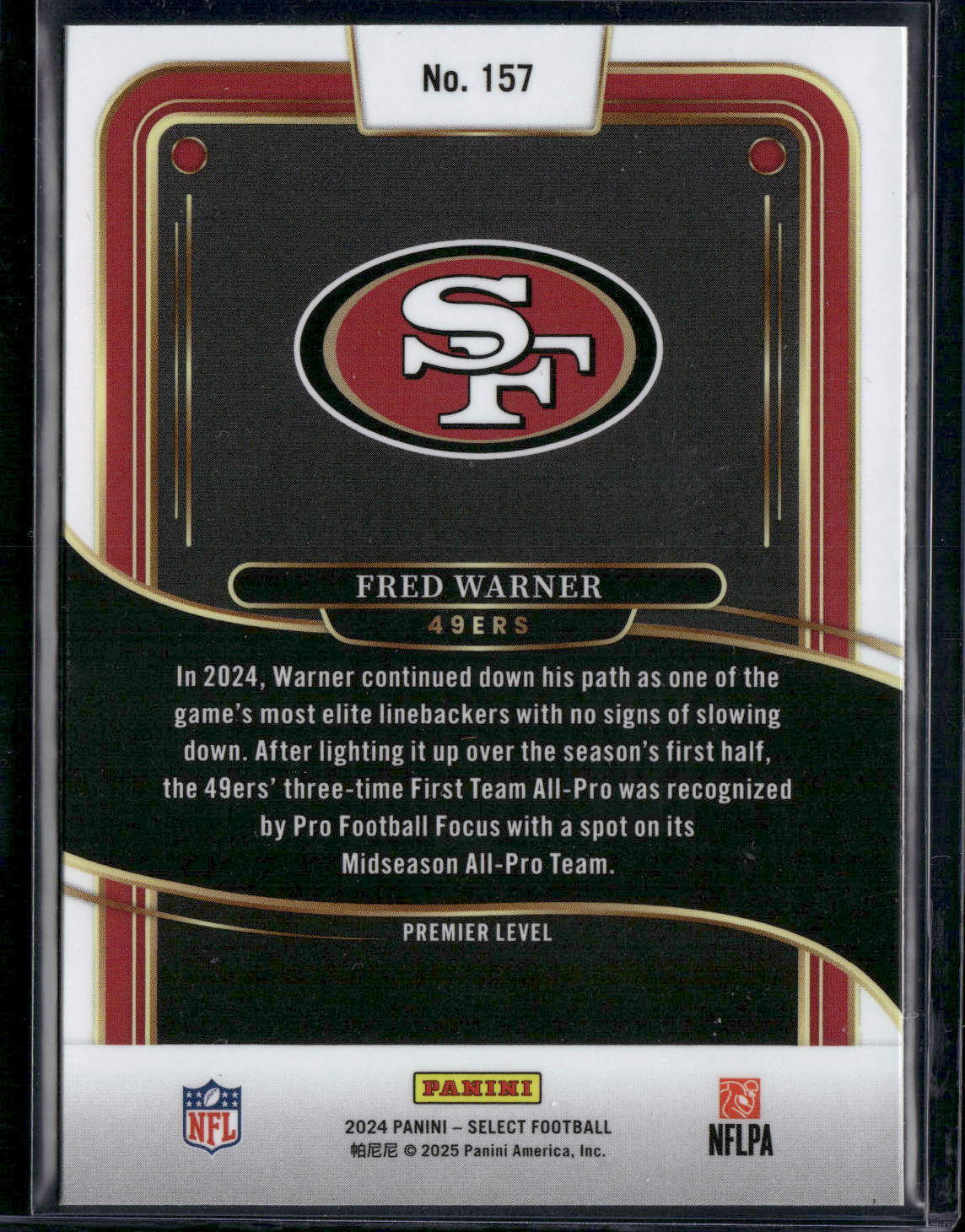 2024 Panini Select FRED WARNER #157 Premier Level