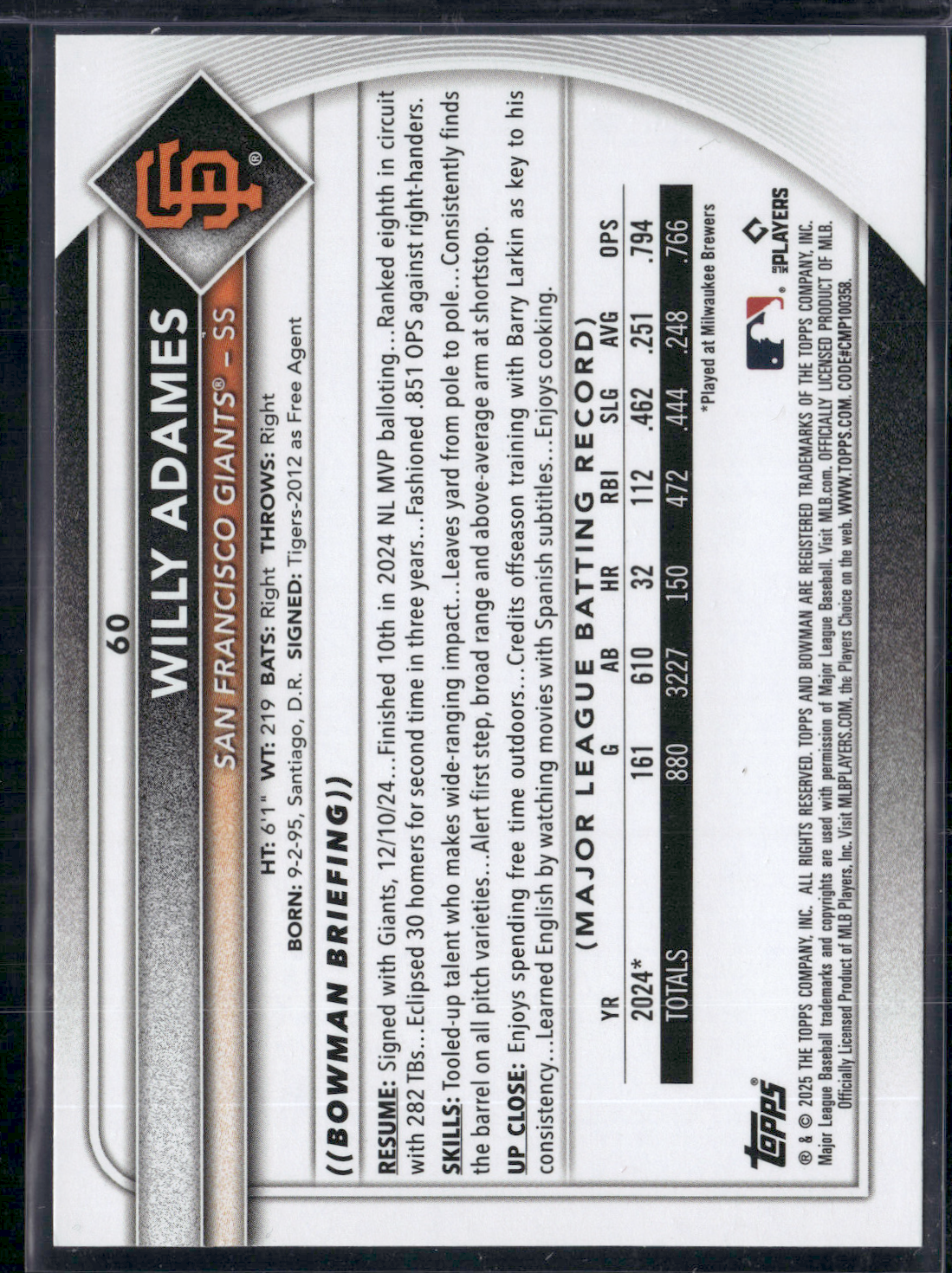 2025 Bowman WILLY ADAMES #60