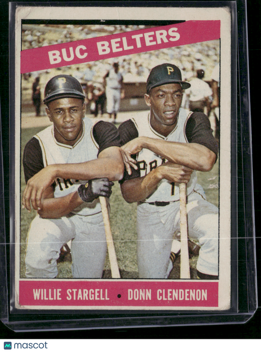 1966 Topps WILLIE STARGELL/DON CLENDENON #99 Buc Belters Light Wrinkles (Good)