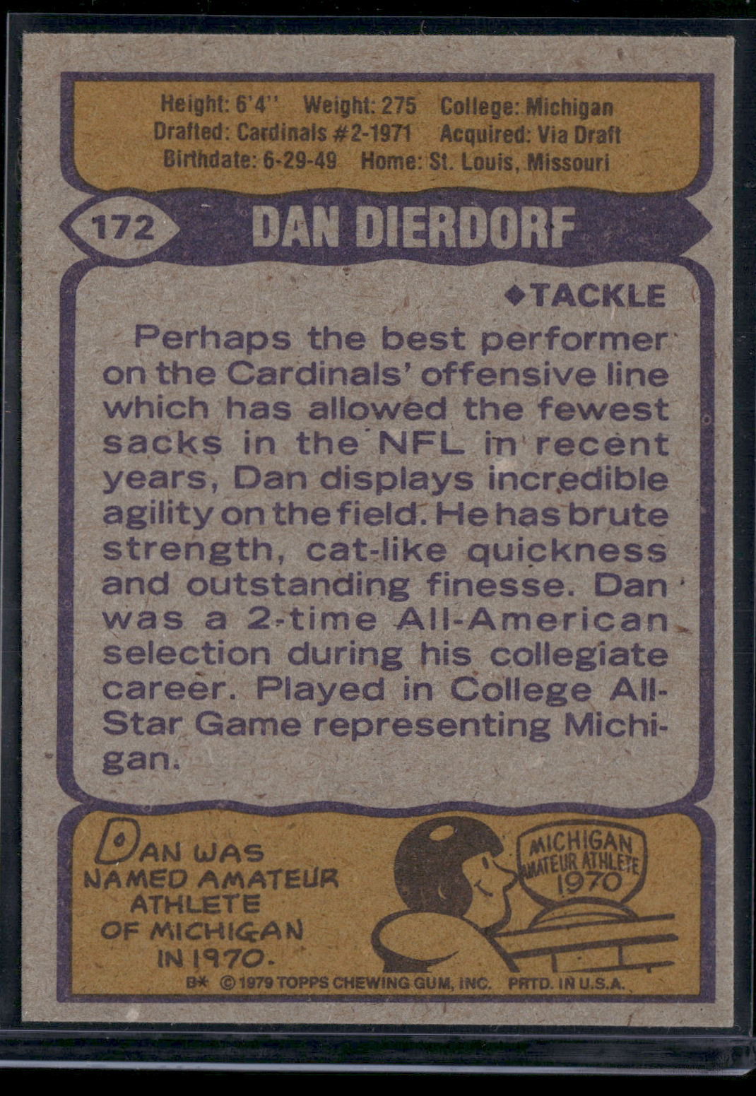 1979 Topps DAN DIERDORF #172 (VG-EX)