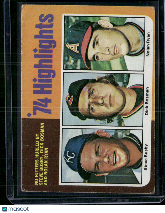 1975 STEVE BUSBY/DICK BOSMAN/NOLAN RYAN #7 74 Highlights