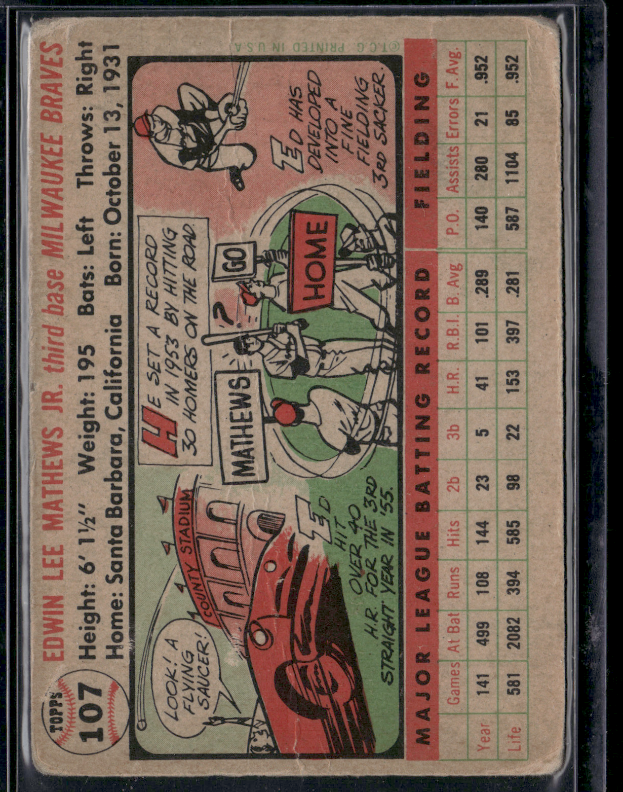 1956 Topps ED MATHEWS #107