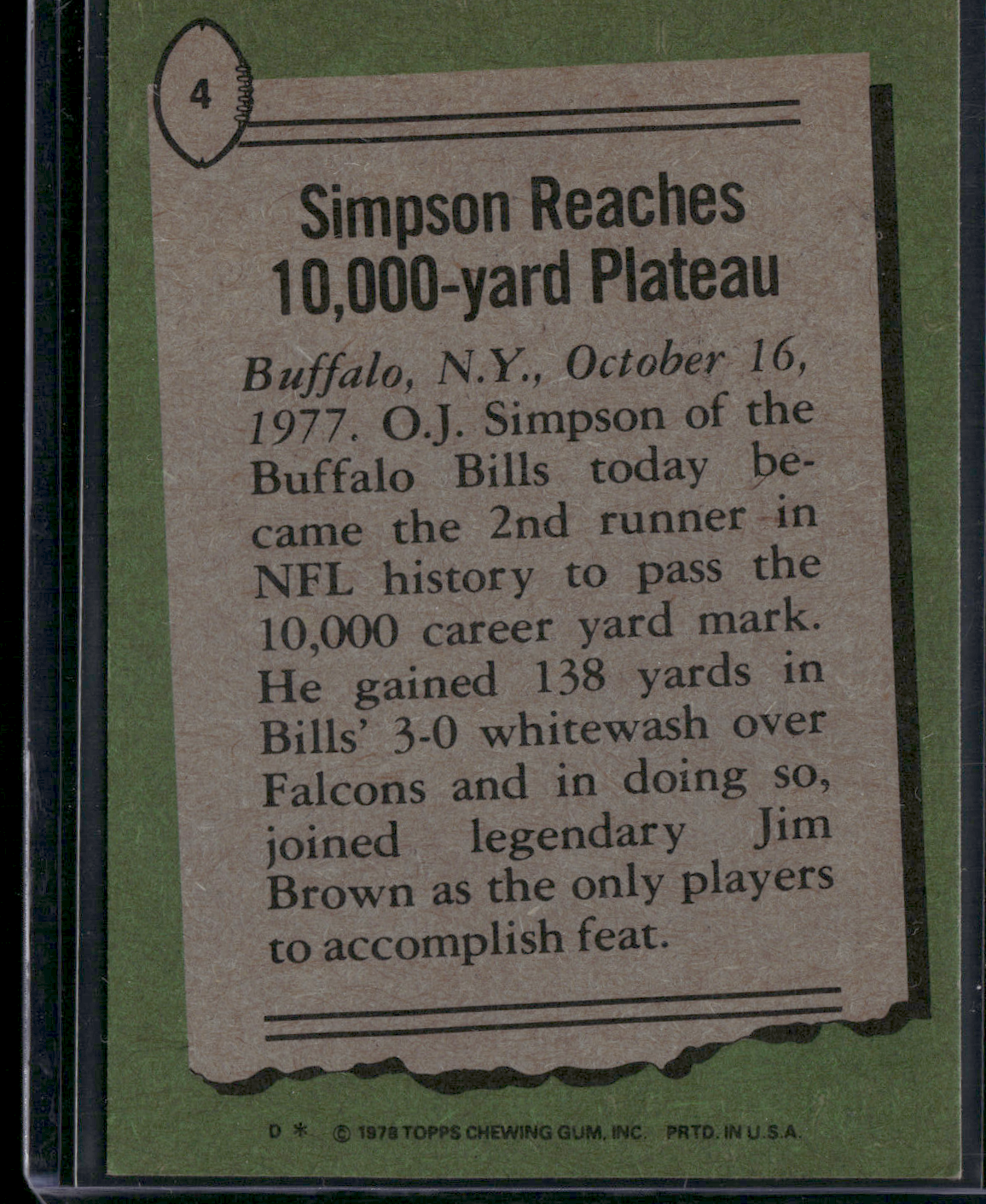 1978 Topps O.J. SIMPSON #4 77 Highlights (EX/MT)