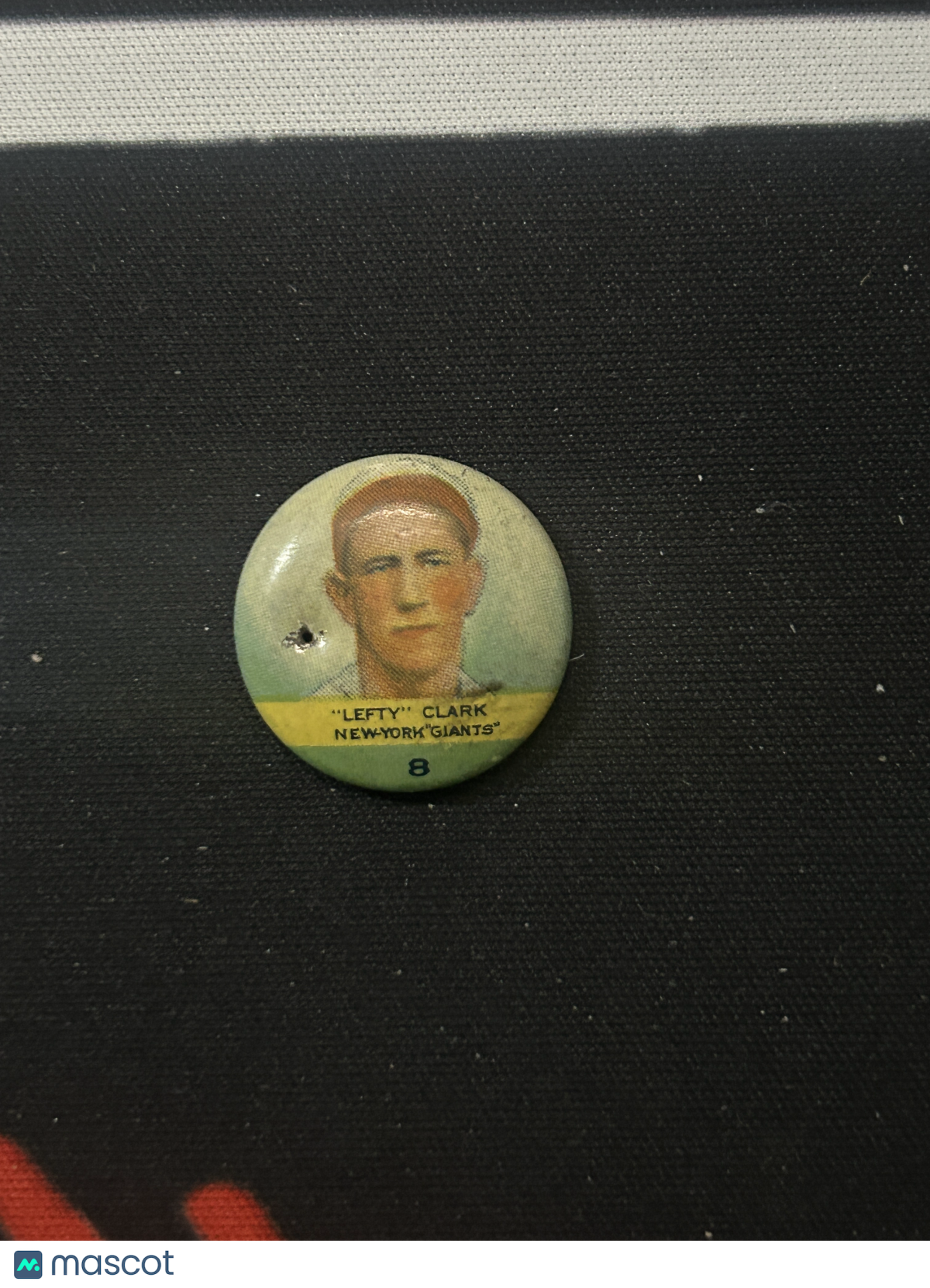 1932 Pin LEFTY CLARK #8 Pinhole (Poor)