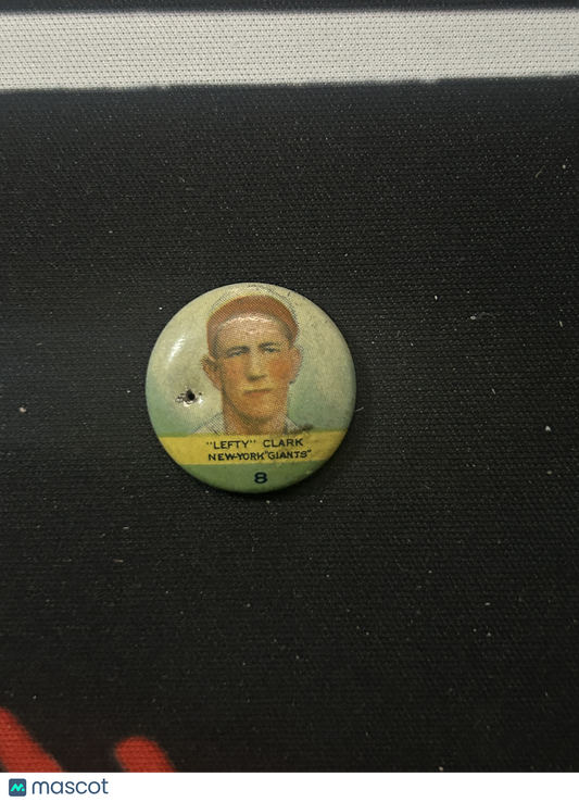 1932 Pin LEFTY CLARK #8 Pinhole (Poor)