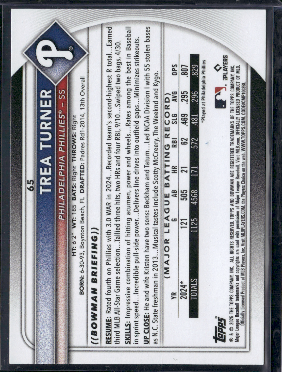 2025 Bowman TREA TURNER #65
