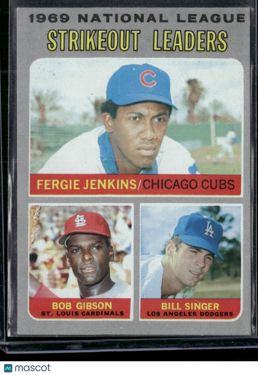 1970 Topps FERGIE JENKINS/BOB GIBSON/BILL SINGER #71 NL Strikeout Leaders
