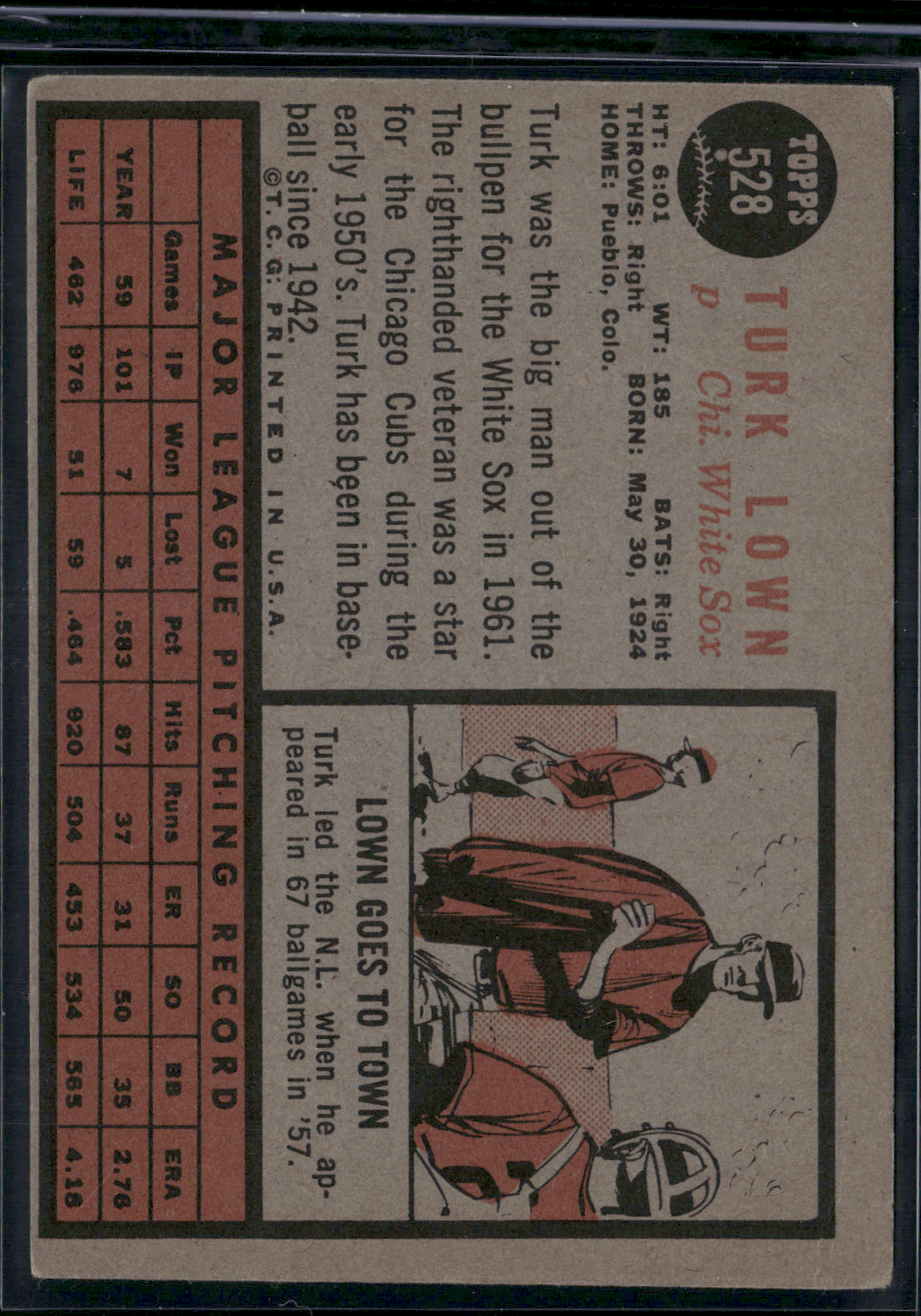 1962 Topps TURK LOWN #528