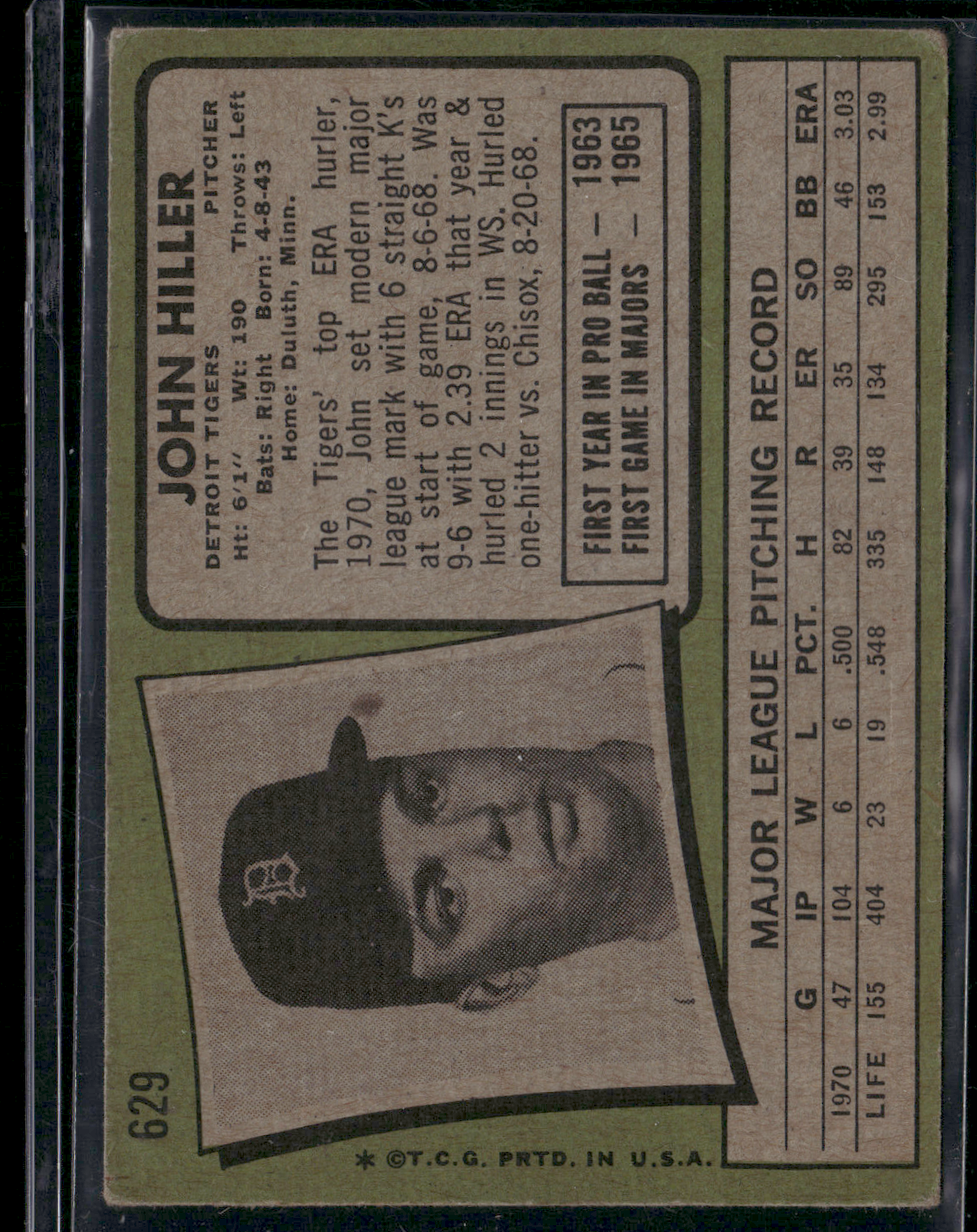 1971 Topps JOHN HILLER #629