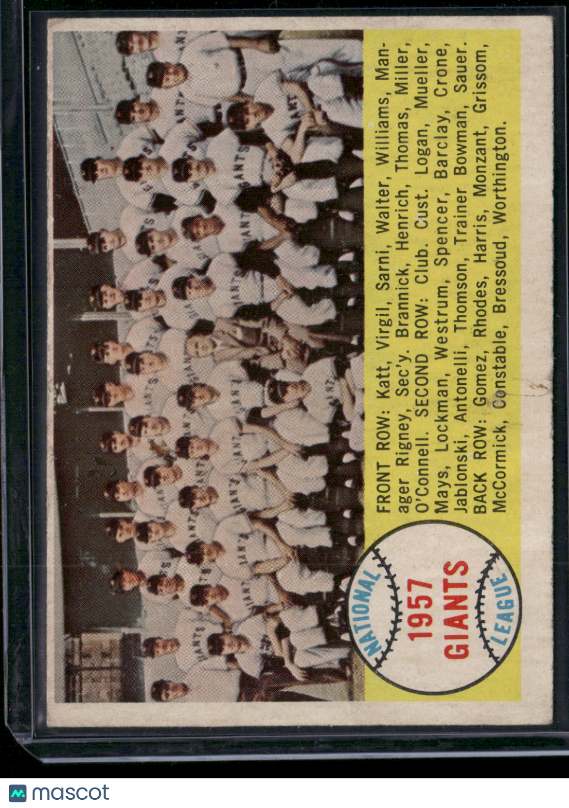 1958 Topps NEW YORK GIANTS #19 Pencil Filled Back (Poor)