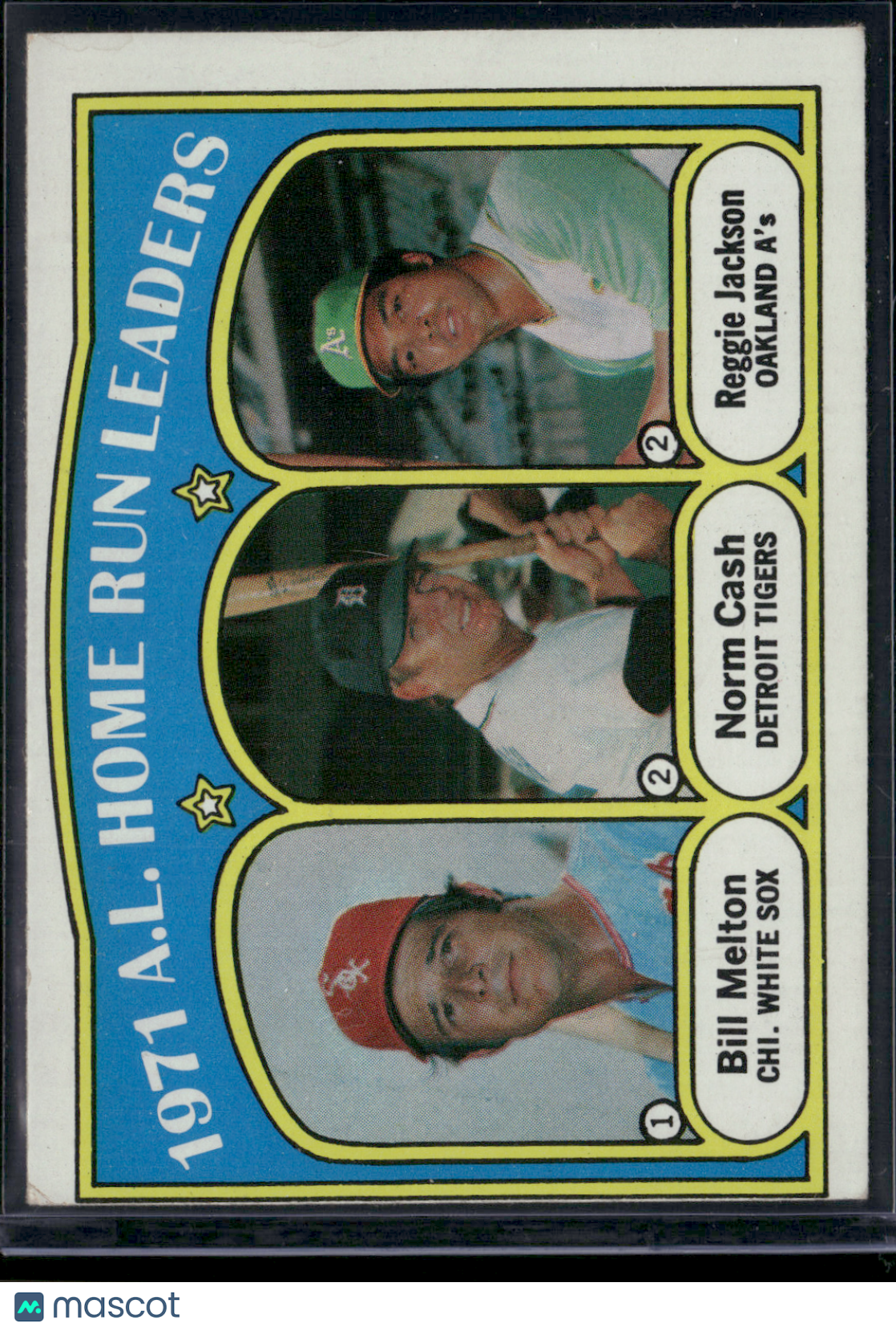 1972 Topps REGGIE JACKSON/CASH/MELTON #90 1971 AL HR Leaders Light Scratches(VG)