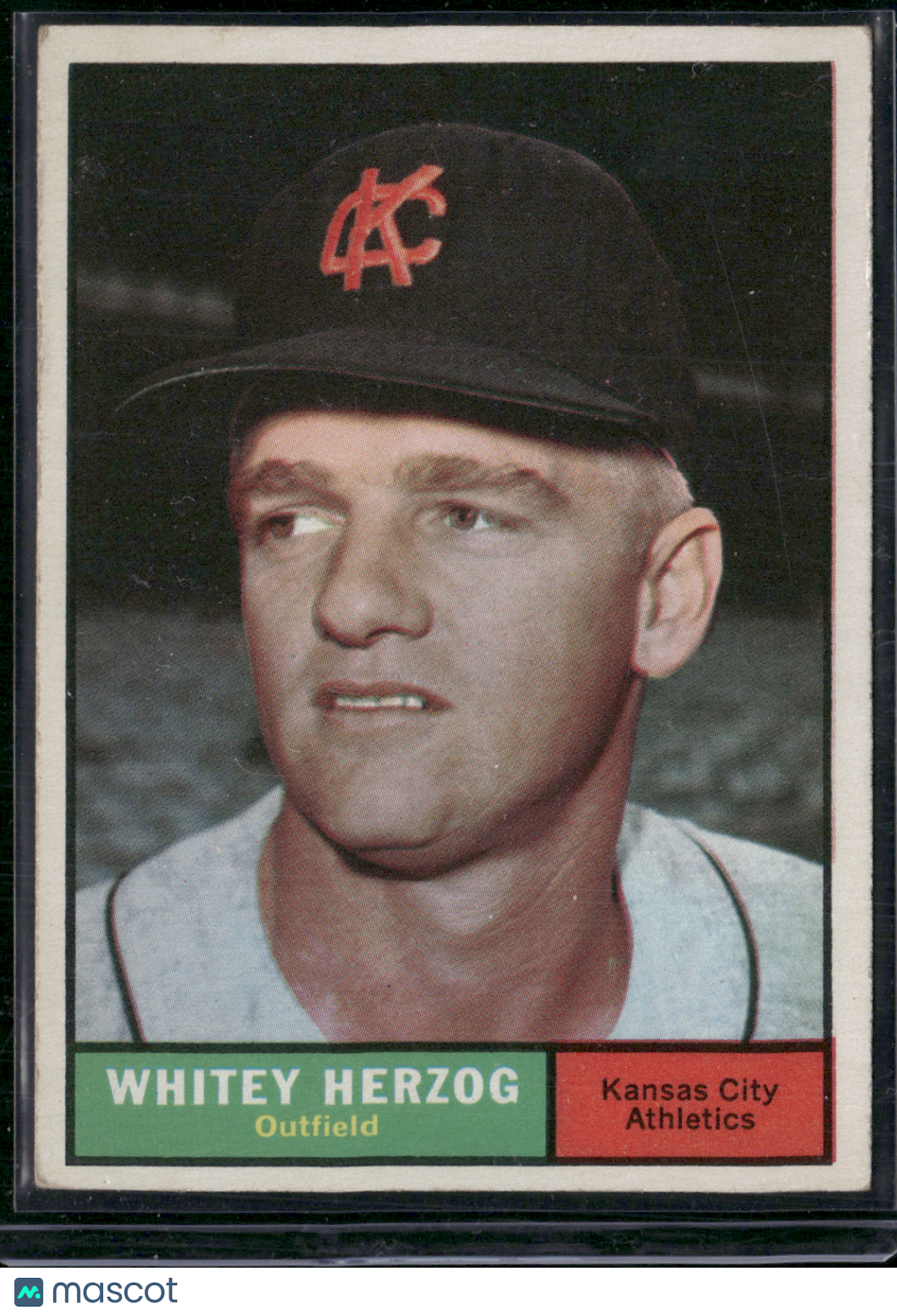1961 Topps WHITEY HERZOG #106 Scratch Light Wrinkle (VG)