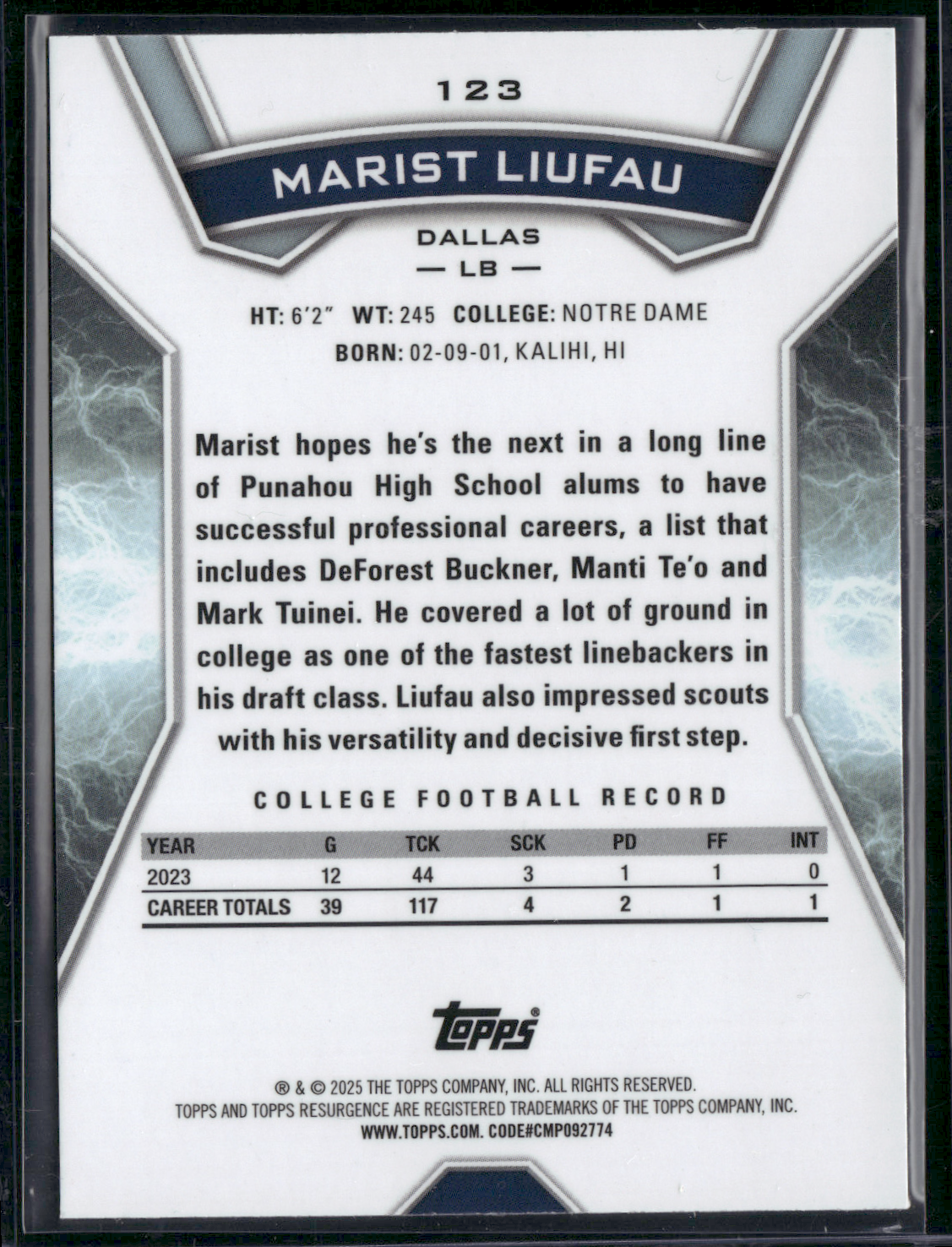 2024 Topps Resurgence MARIST LUIFAU #123 Rookie Card RC