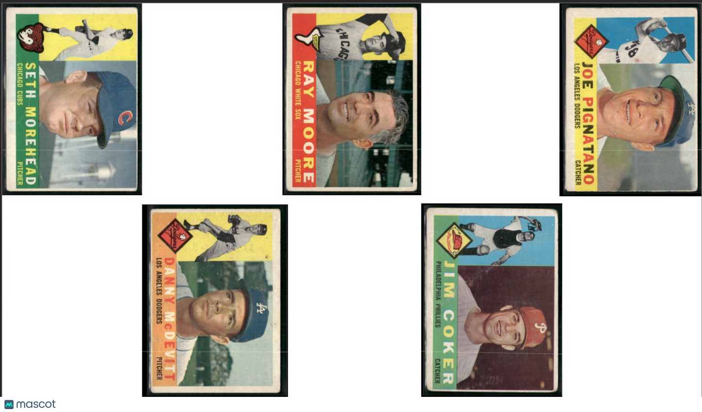 1960 Topps 5 ~ CARDLOT Seth Morehead/Jim Coker (Good-VG)