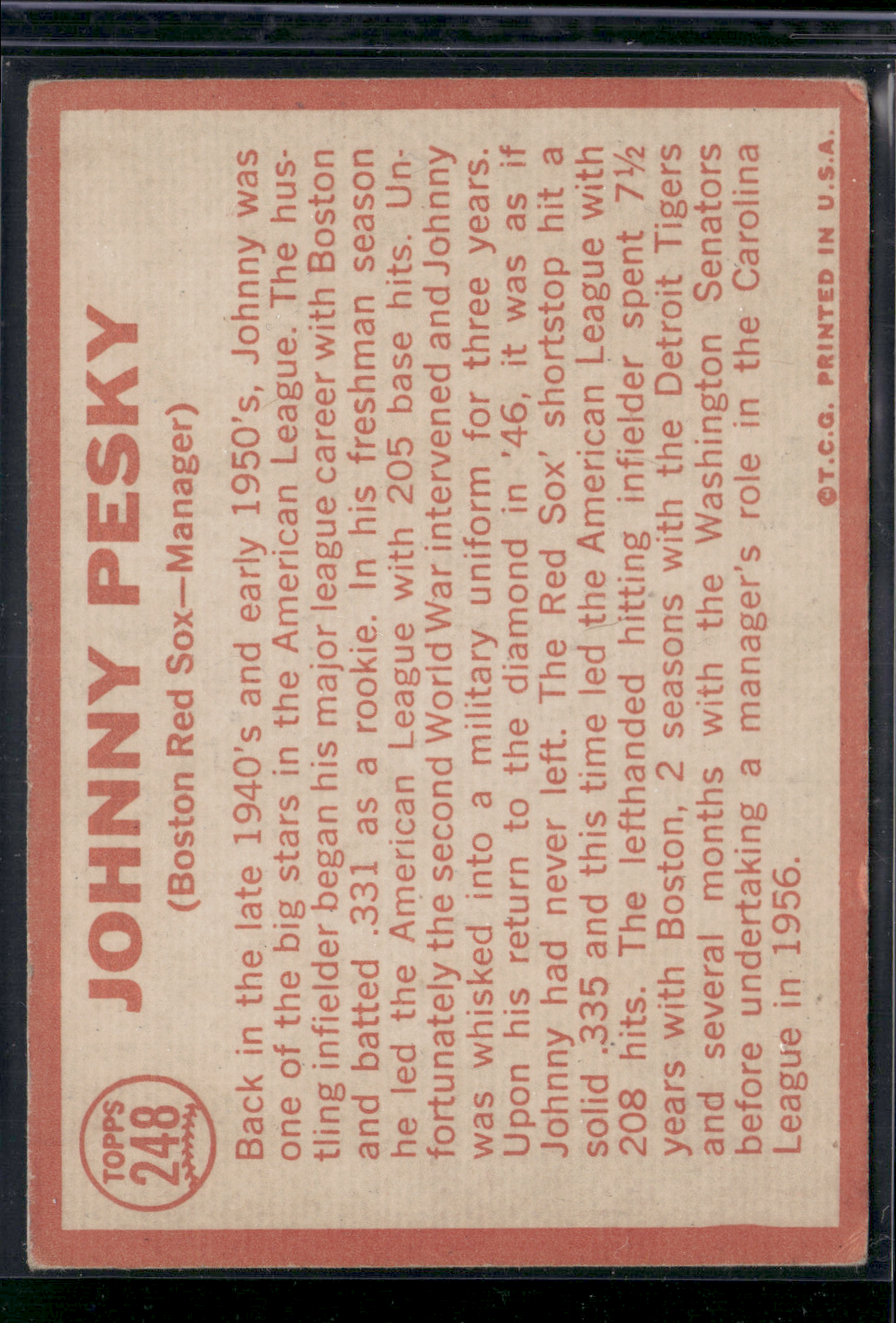 1964 Topps JOHNNY PESKY #248 (VG/EX)