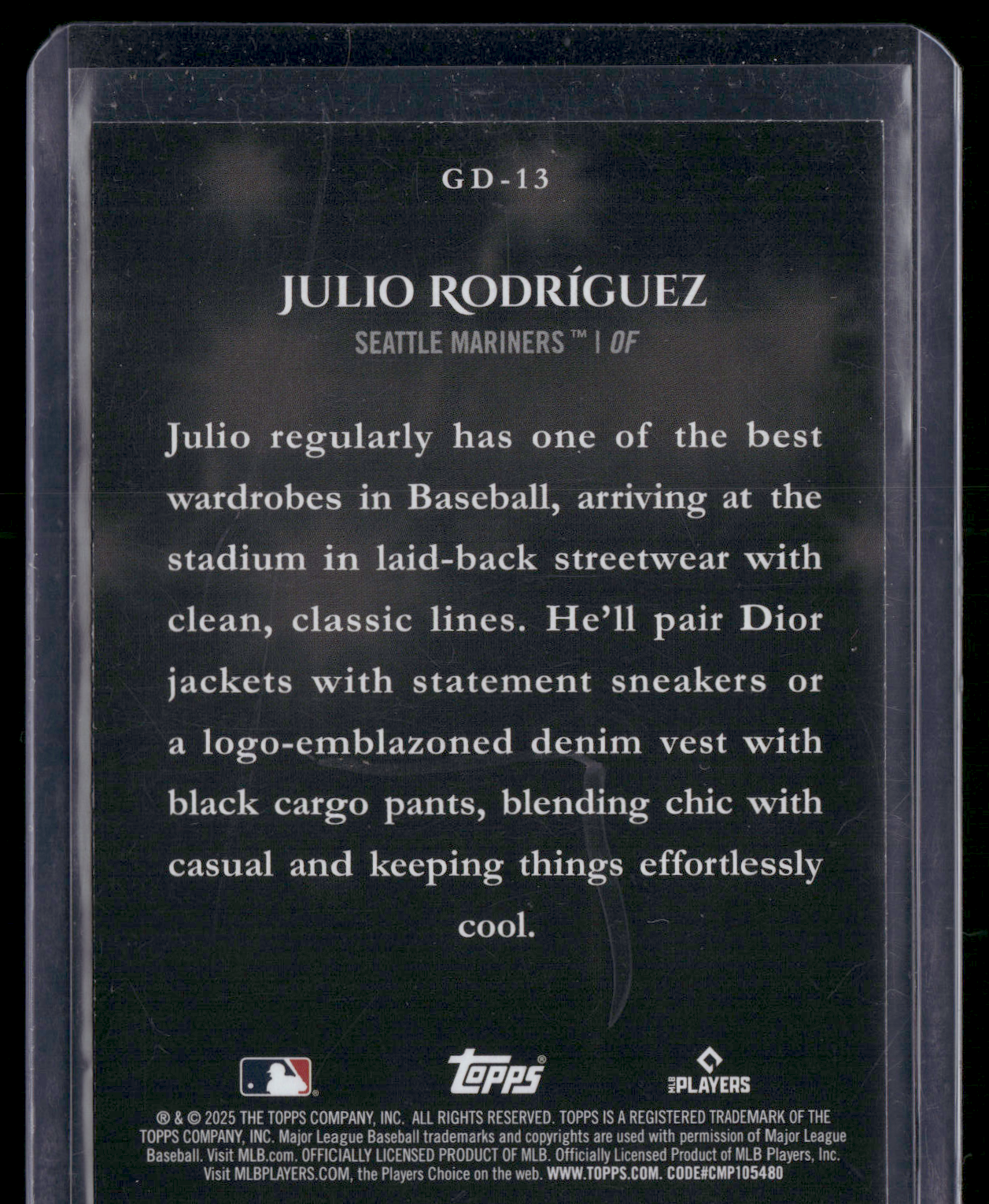 2025 Topps JULIO RODRIGUEZ #GD-13 GAME DAY DRIP