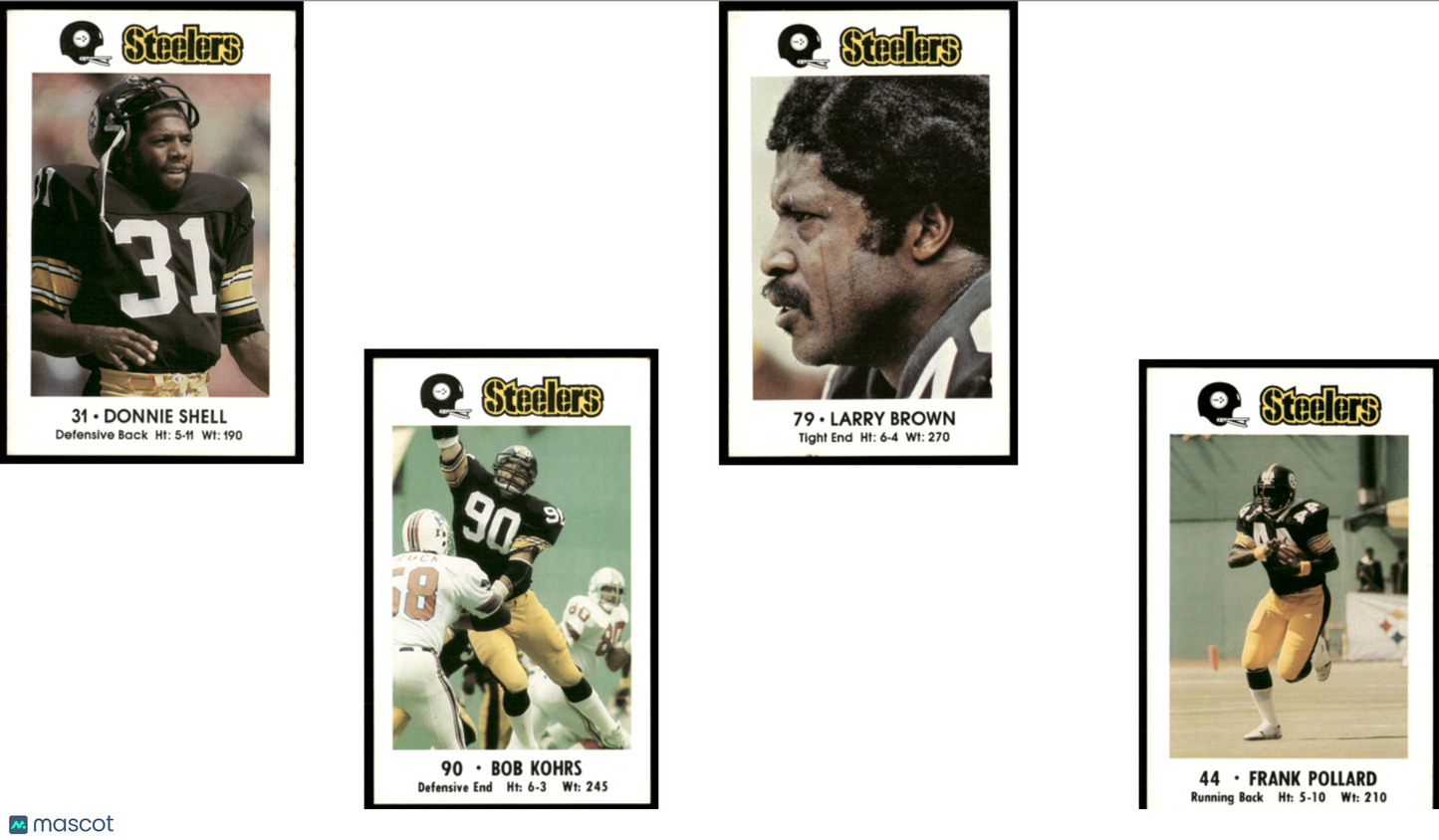 1982 Pittsburgh Steelers Police CARDLOT OF 7 - STEEL CURTAIN PLAYERS (VG)
