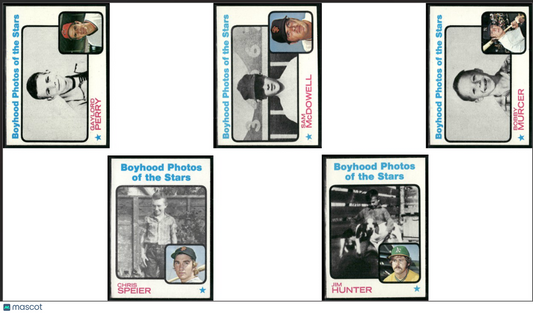 1973 Topps BOYHOODPHOTOSOFTHE STARS 5~CARDLOT Gaylord Perry/Jim Hunter(VG/EX-EX)