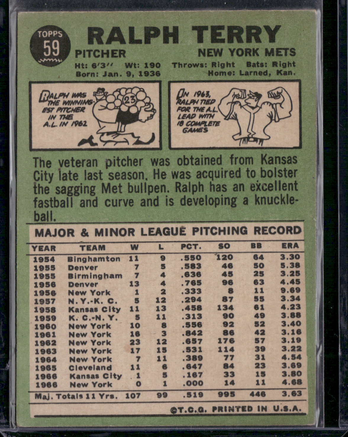 1967 Topps RALPH TERRY #59