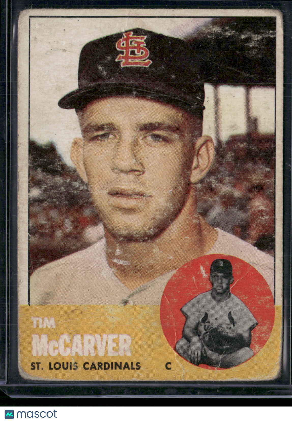 1963 Topps TIM MCCARVER #394 Toning Light Wrinkles (Good)