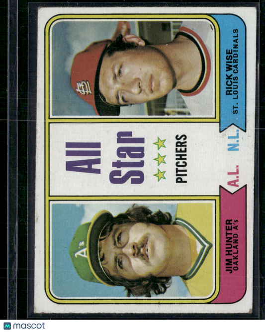 1976 Topps JIM "CATFISH" HUNTER/RICK WISE #339 All Star Pitchers