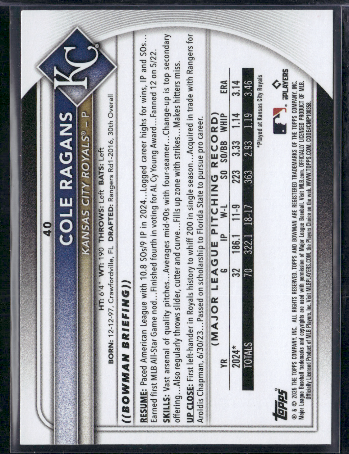 2025 Bowman COLE RAGANS #40