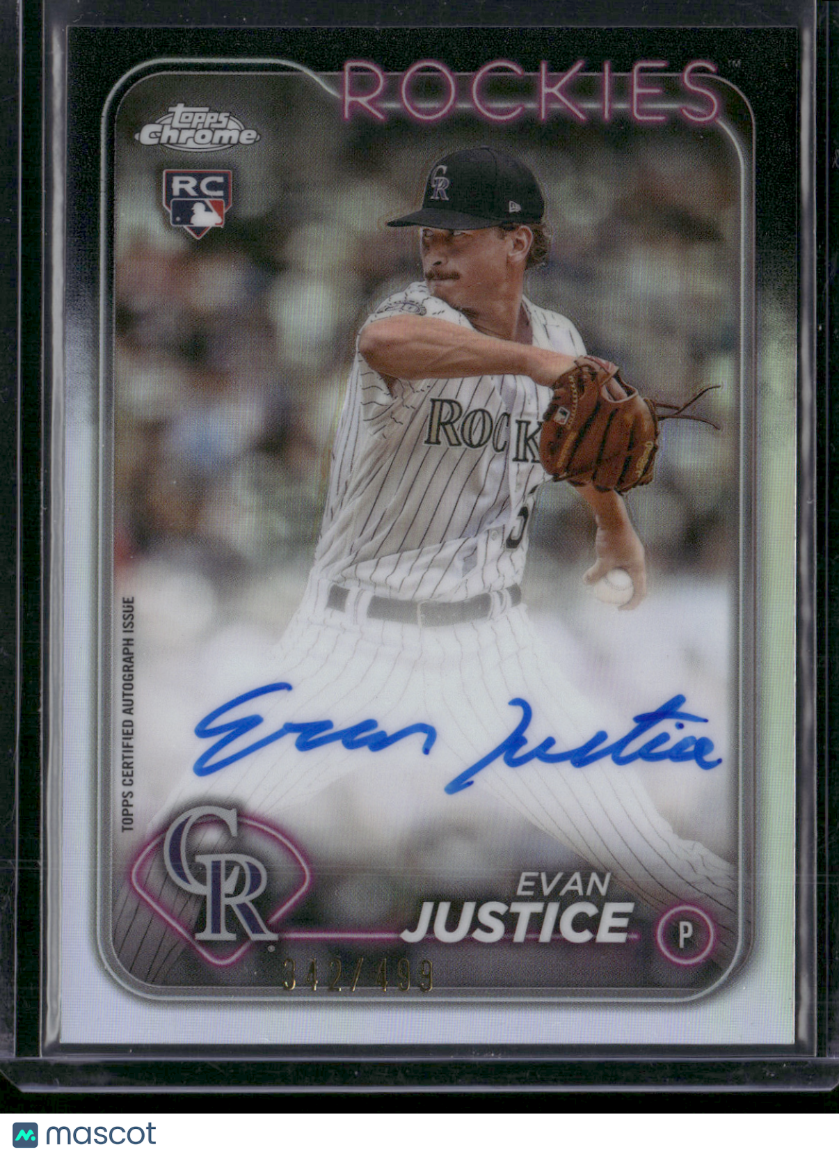 2024 Topps Chrome EVAN JUSTICE #RA-EJ Rainbow Auto Rookie RC 342/499 (NM)