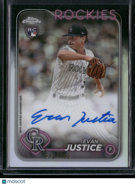 2024 Topps Chrome EVAN JUSTICE #RA-EJ Rainbow Auto Rookie RC 342/499 (NM)
