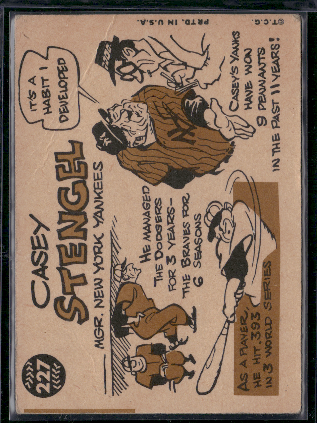1960 Topps CASEY STENGEL #227 Wrinkles Crease (Good)