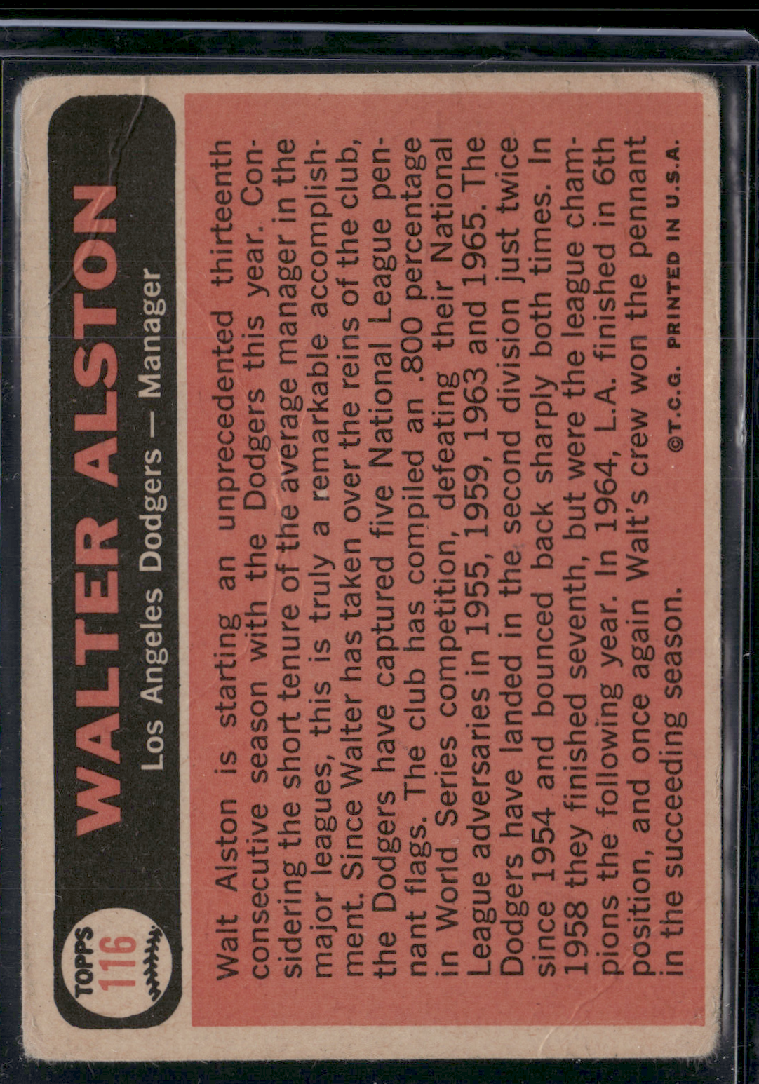 1966 Topps WALT ALSTON #116