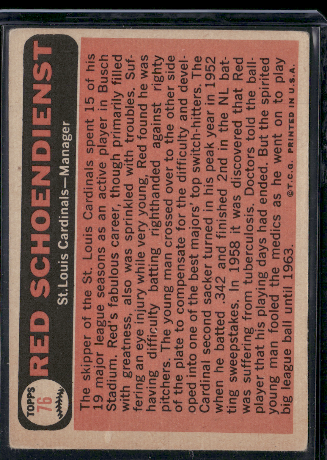 1966 Topps RED SCHOENDIENST #76