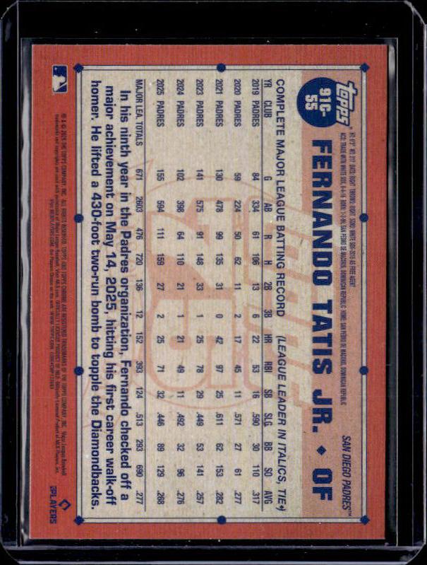 2026 Topps Series 1 FERNANDO TATIS JR #91C-55 1991 Topps Mojo