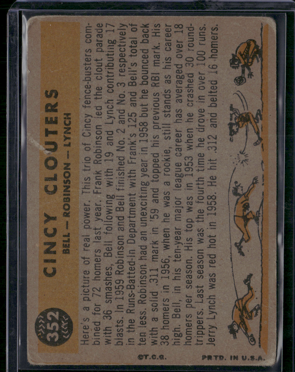 1960 Topps FRANK ROBINSON/GUS BELL/JERRY LYNCH #352 Cincy Clouters (Good)