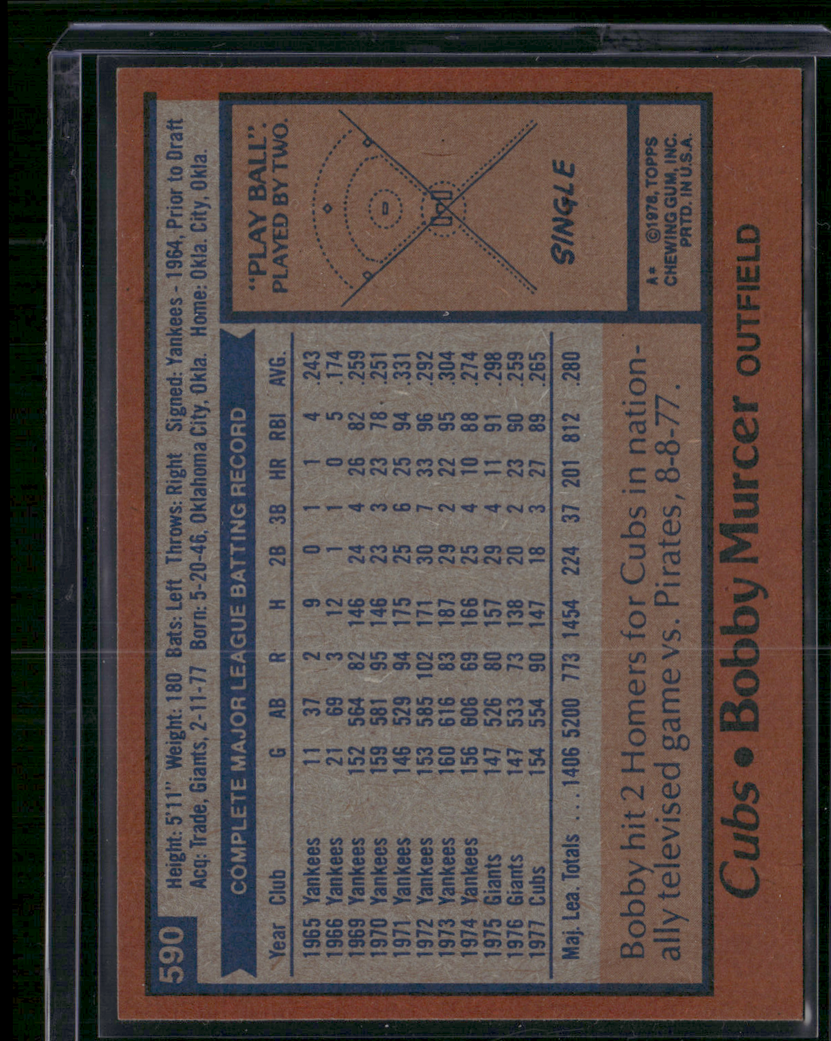 1978 Topps BOBBY MURCER #590 (EX/MT)