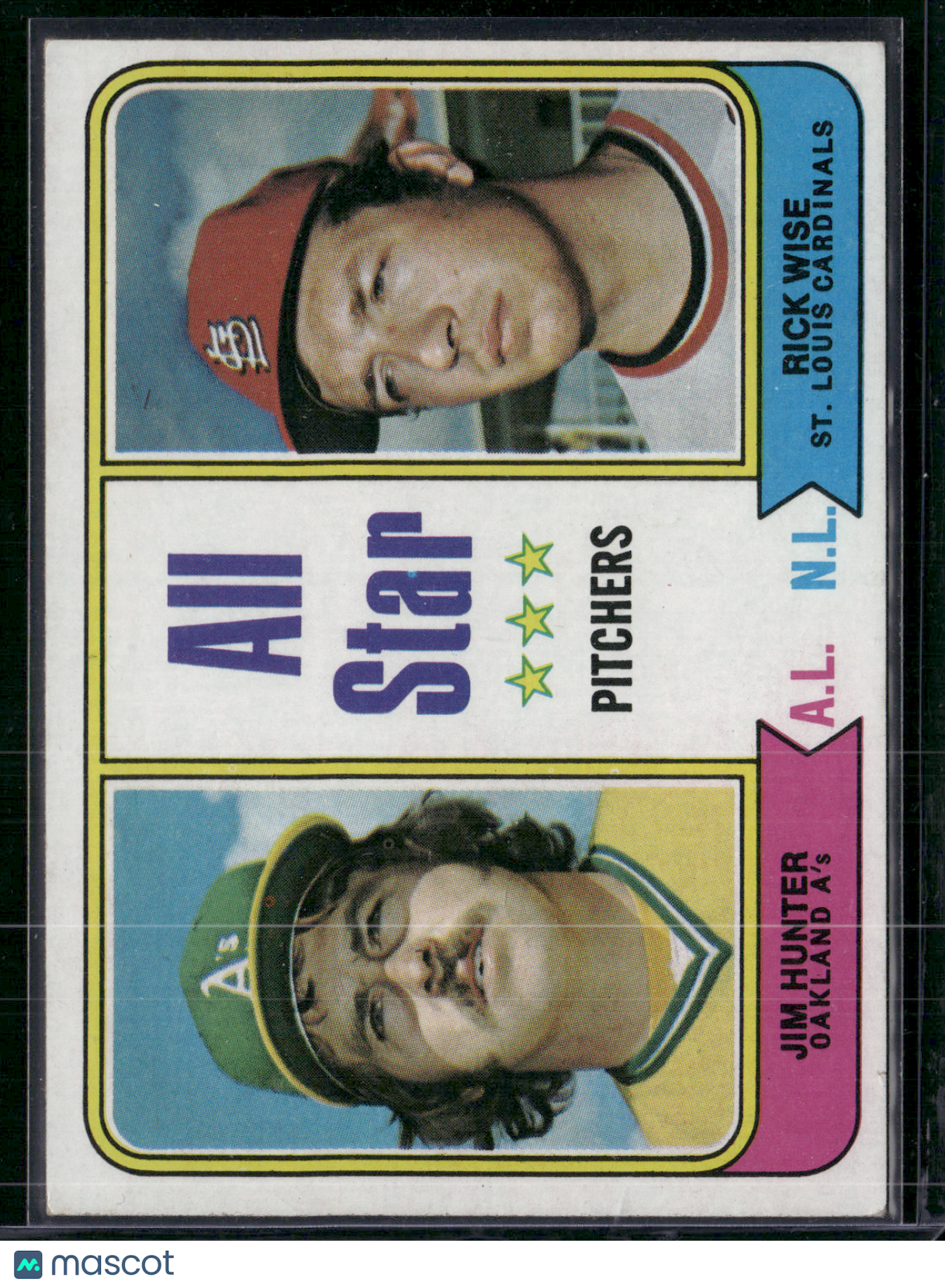1974 Topps JIM "CATFISH" HUNTER/RICK WISE #339 All Star Pitchers (EX)