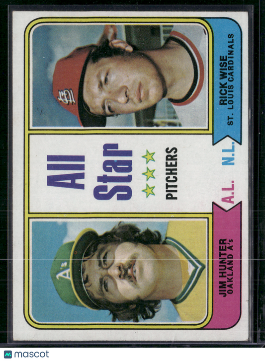 1974 Topps JIM "CATFISH" HUNTER/RICK WISE #339 All Star Pitchers (EX)