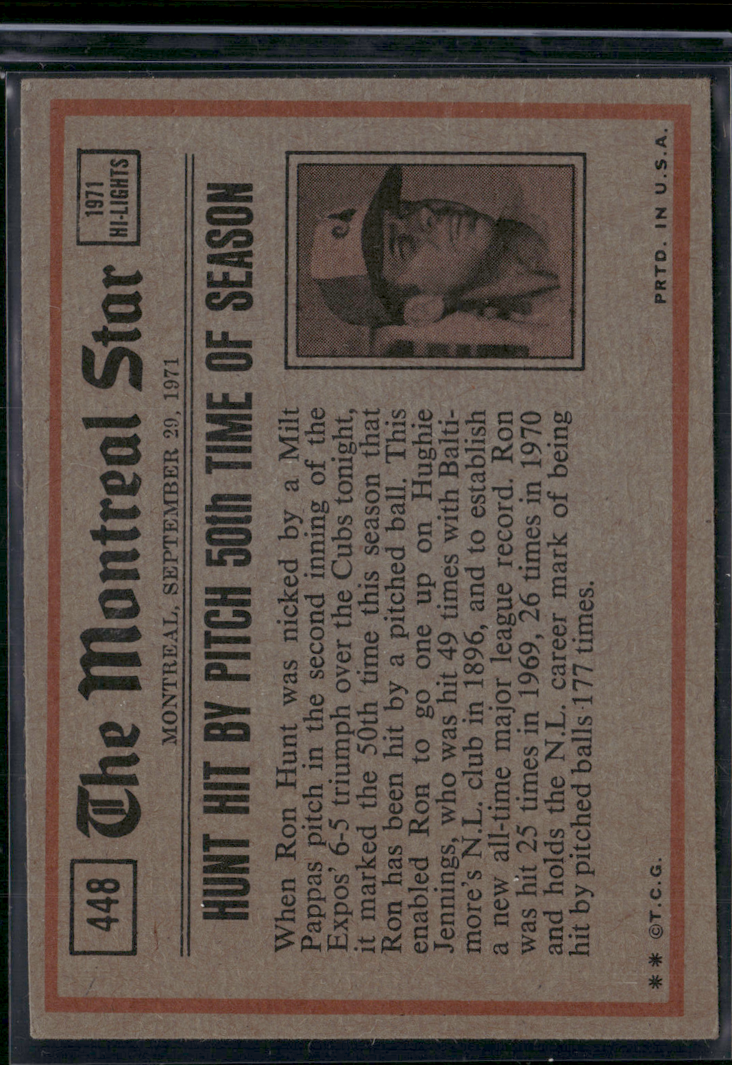 1972 Topps WILLIE STARGELL #448 In Action (VG-VG/EX)