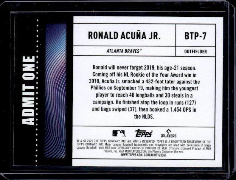 2026 Topps Series 1 RONALD ACUNA JR #BTP-7 Big Ticket Players