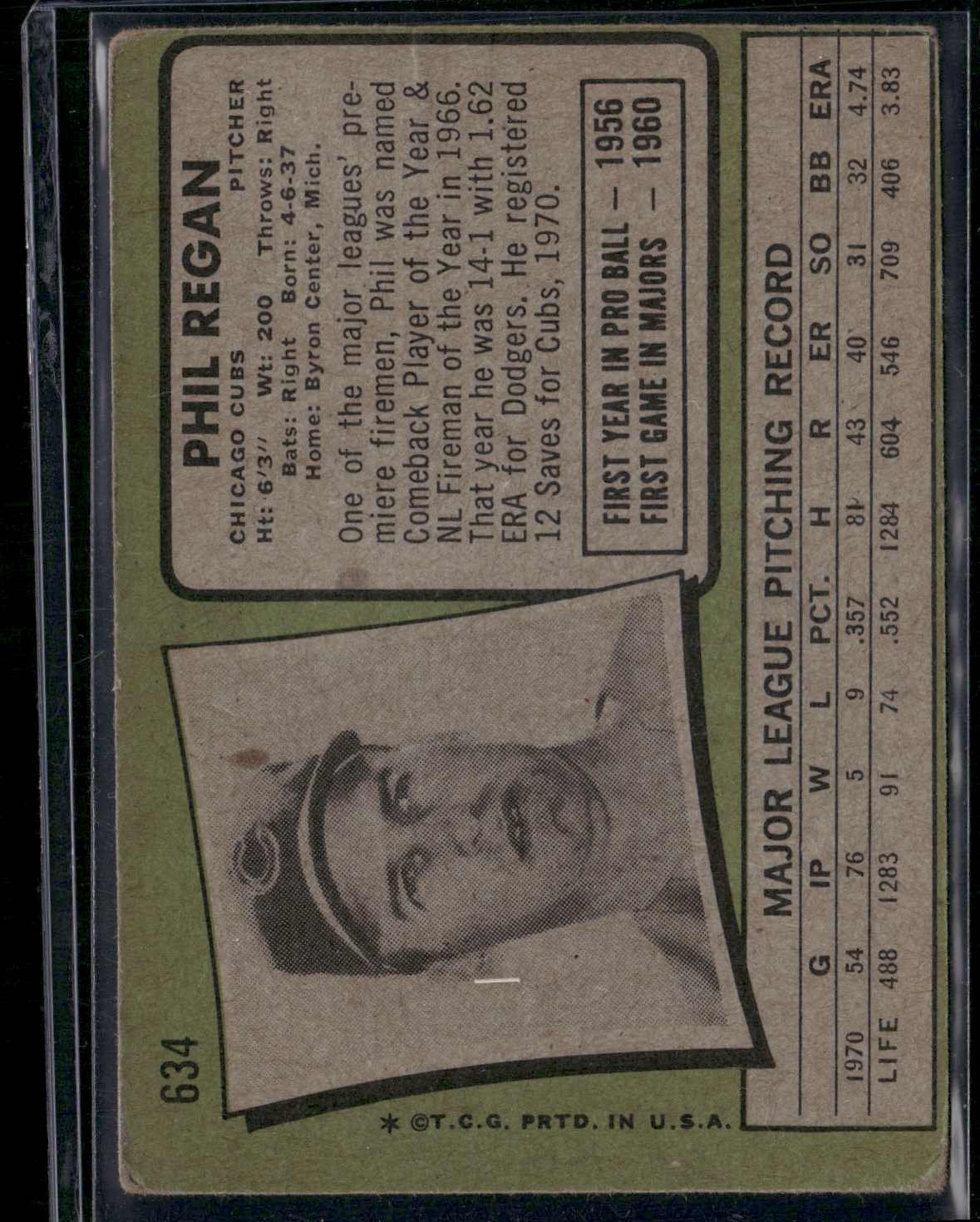 1971 Topps PHIL REGAN #634