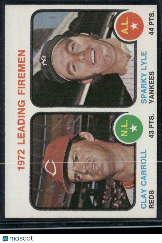 1973 Topps CLAY CARROLL/SPARKY LYLE #68 1972 LEADING FIREMEN