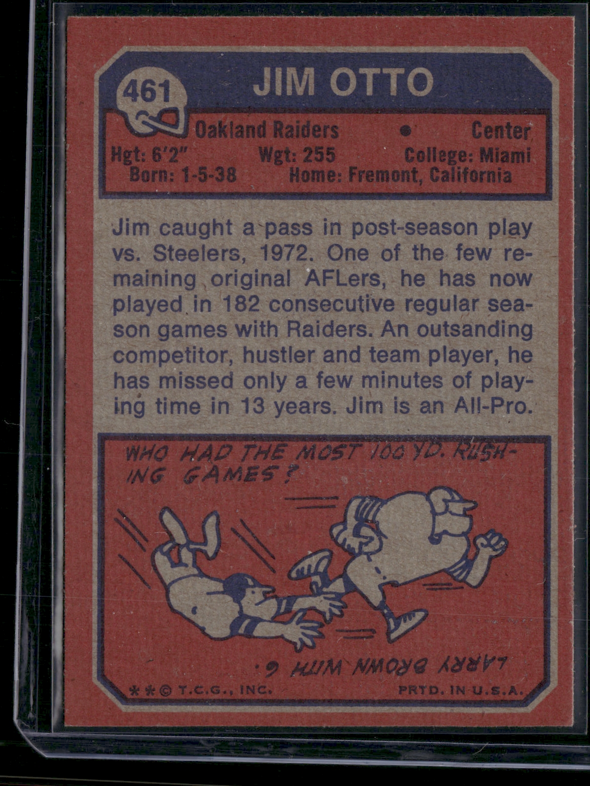 1973 Topps JIM OTTO #461 Print Snow (VG-EX)